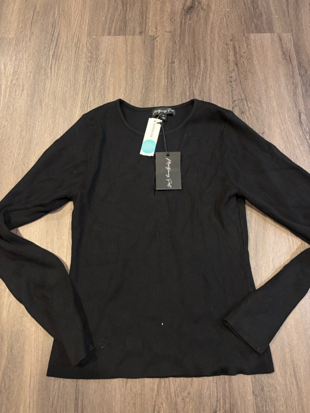 Rag & Bone Black Ribbed Long-Sleeve Crew Top